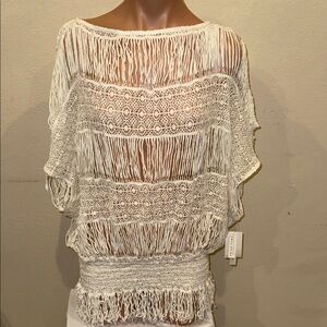 NWT Trina Turk bikini swimsuit crochet cover up tunic 100% cotton